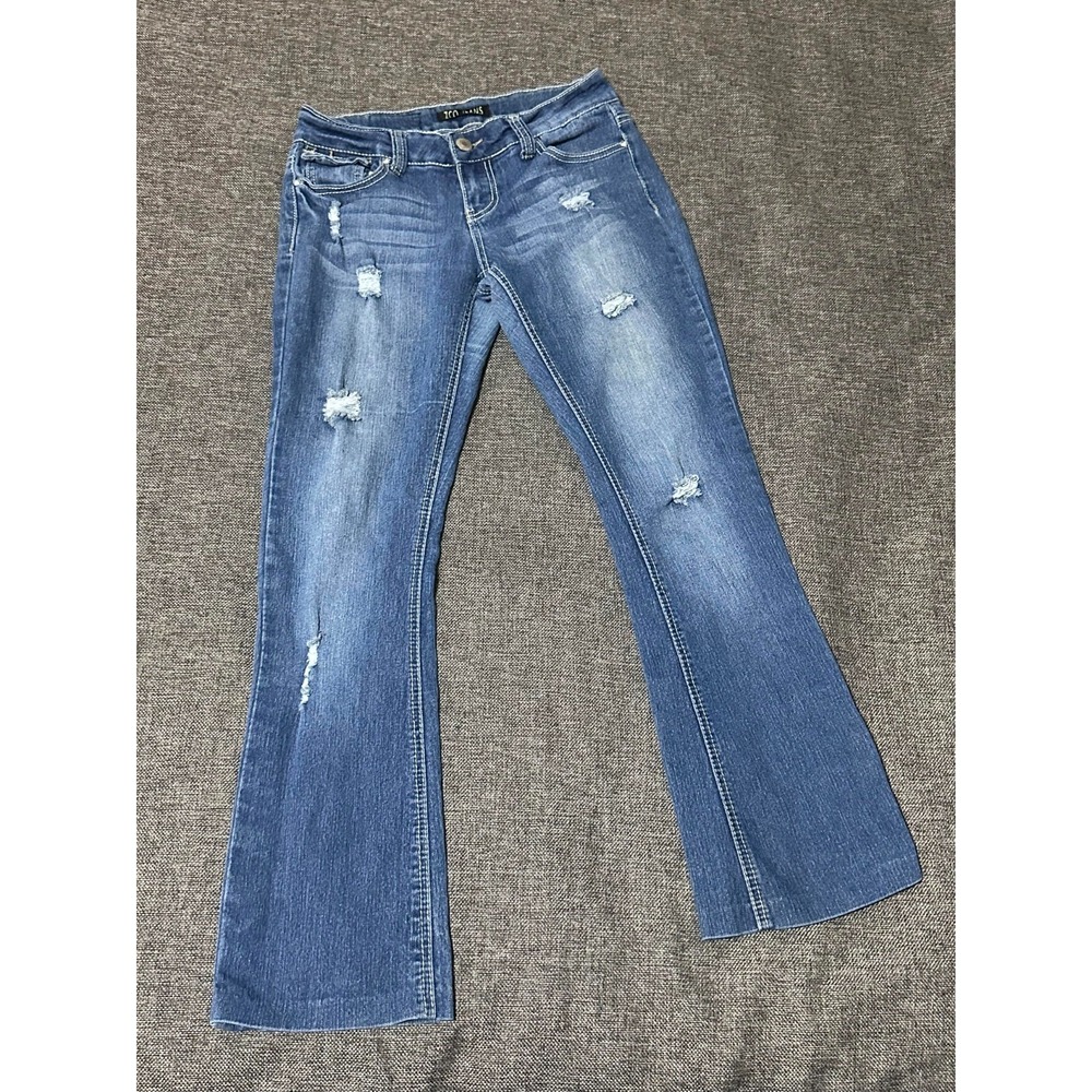 ZCO Women Junior's 7 Distressed Bootcut Jeans